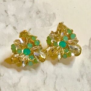 Farah Jewelry Green and Gold Earrings